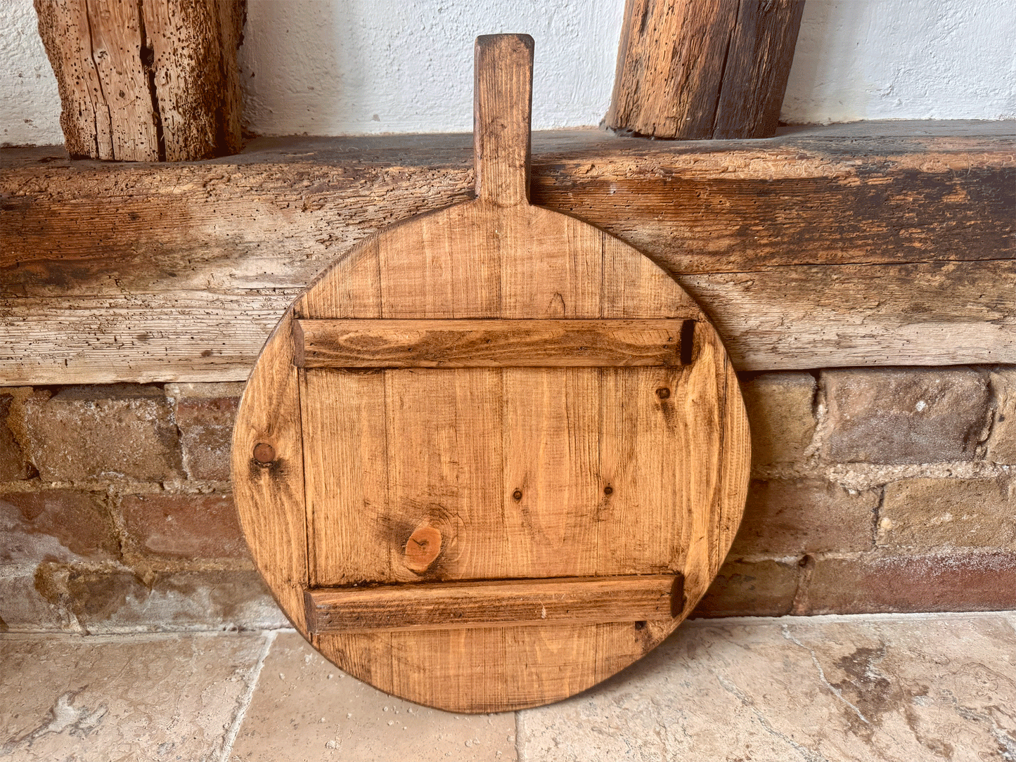 vintage french circular round dough cutting bread board