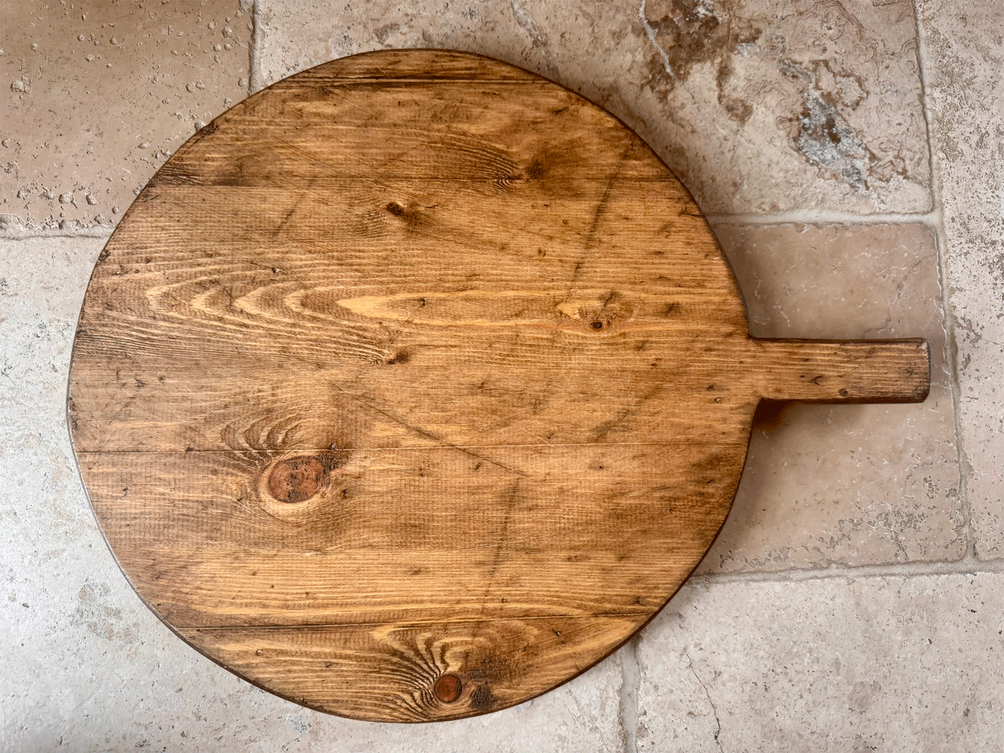 vintage french circular round dough cutting bread board