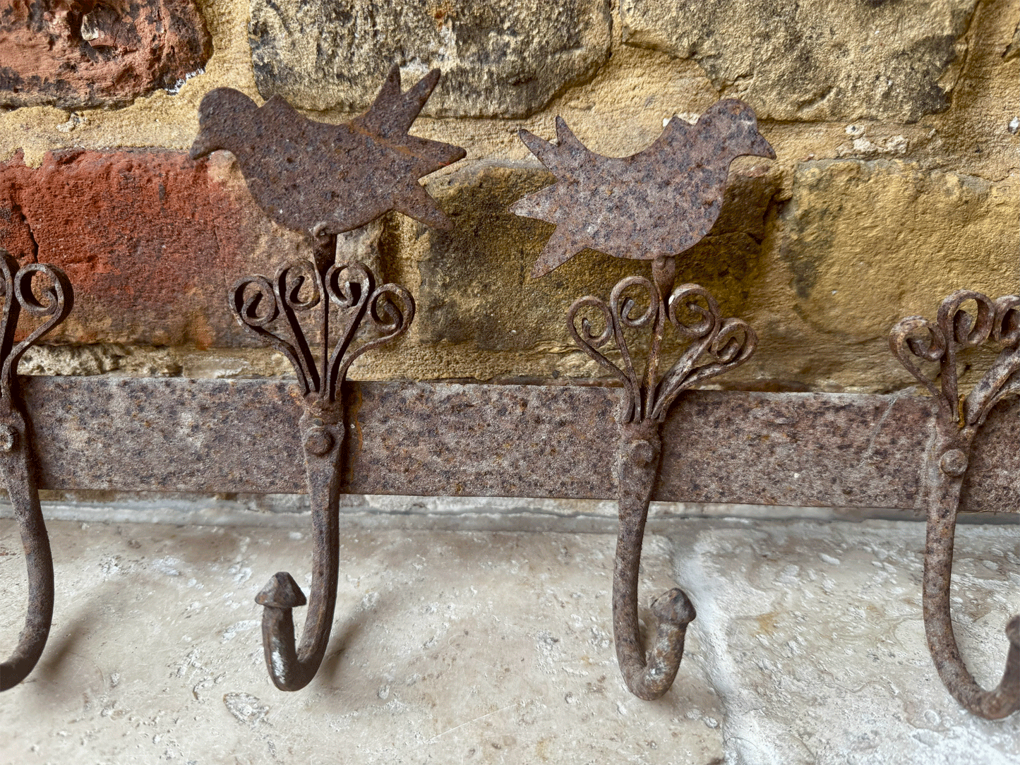 rare antique french set cast iron game hooks