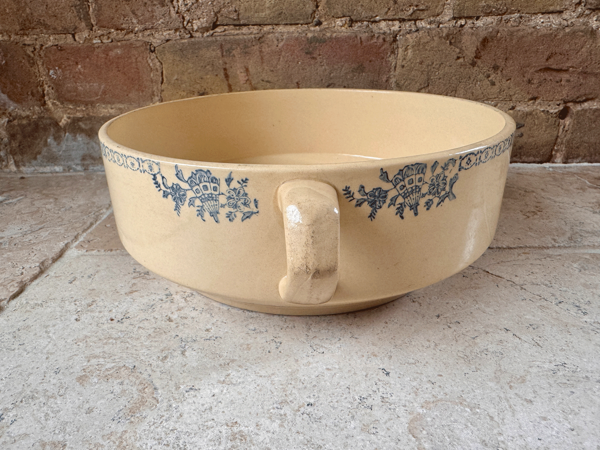 vintage french large twin handled soupiere tureen saladier serving dish bowl