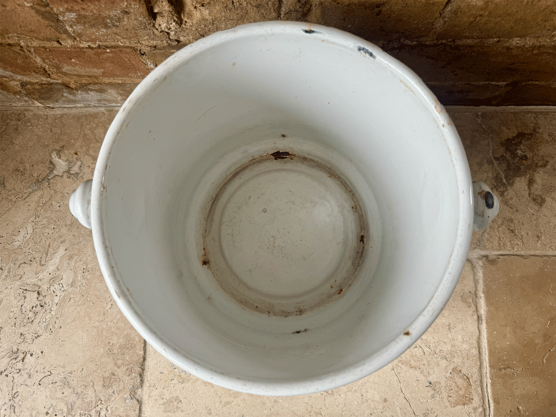 extra large vintage french white enamel bucket vase decorative interior planter