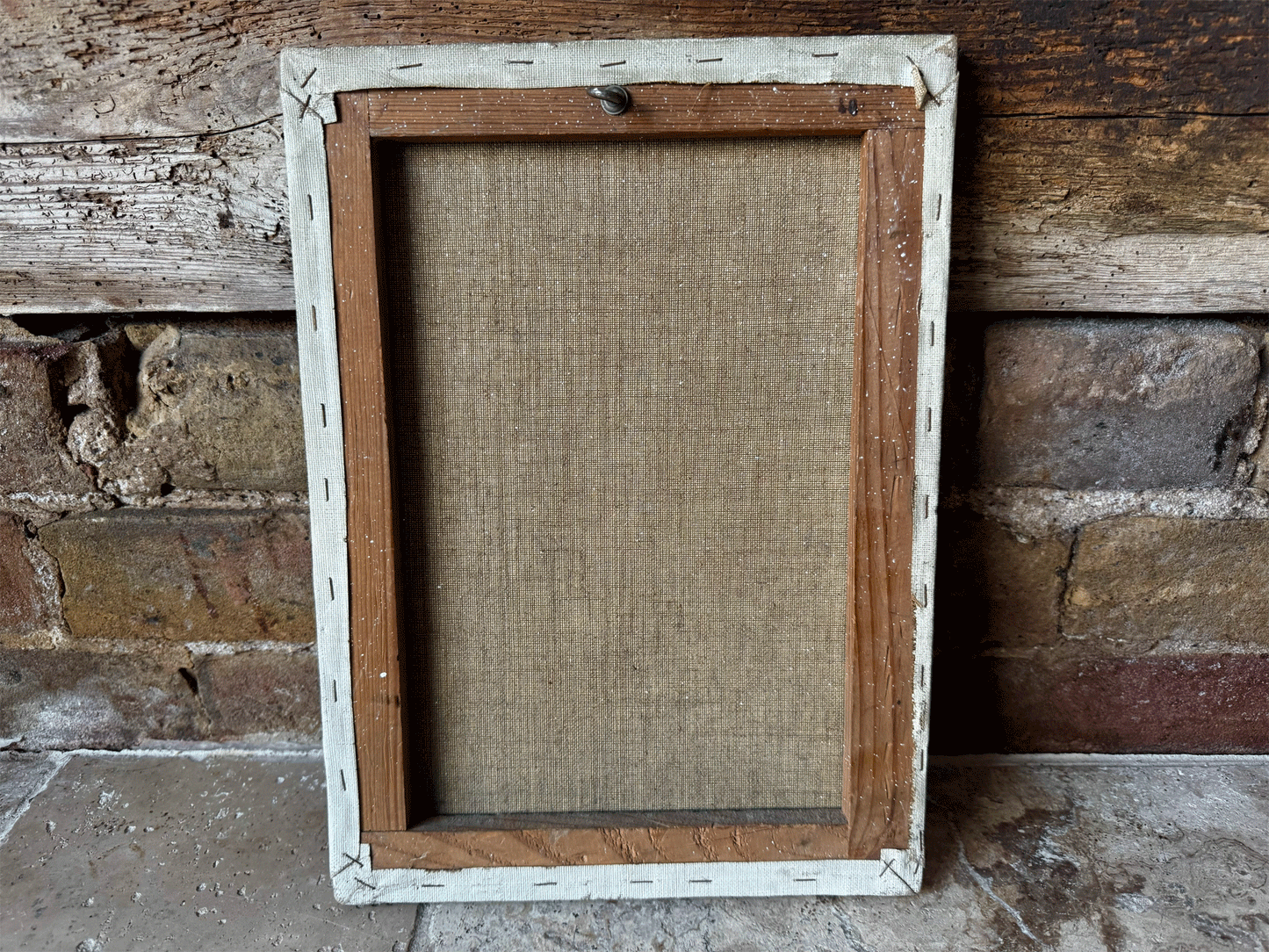 vntage french oil painting canvas signed country landscape river scene setting