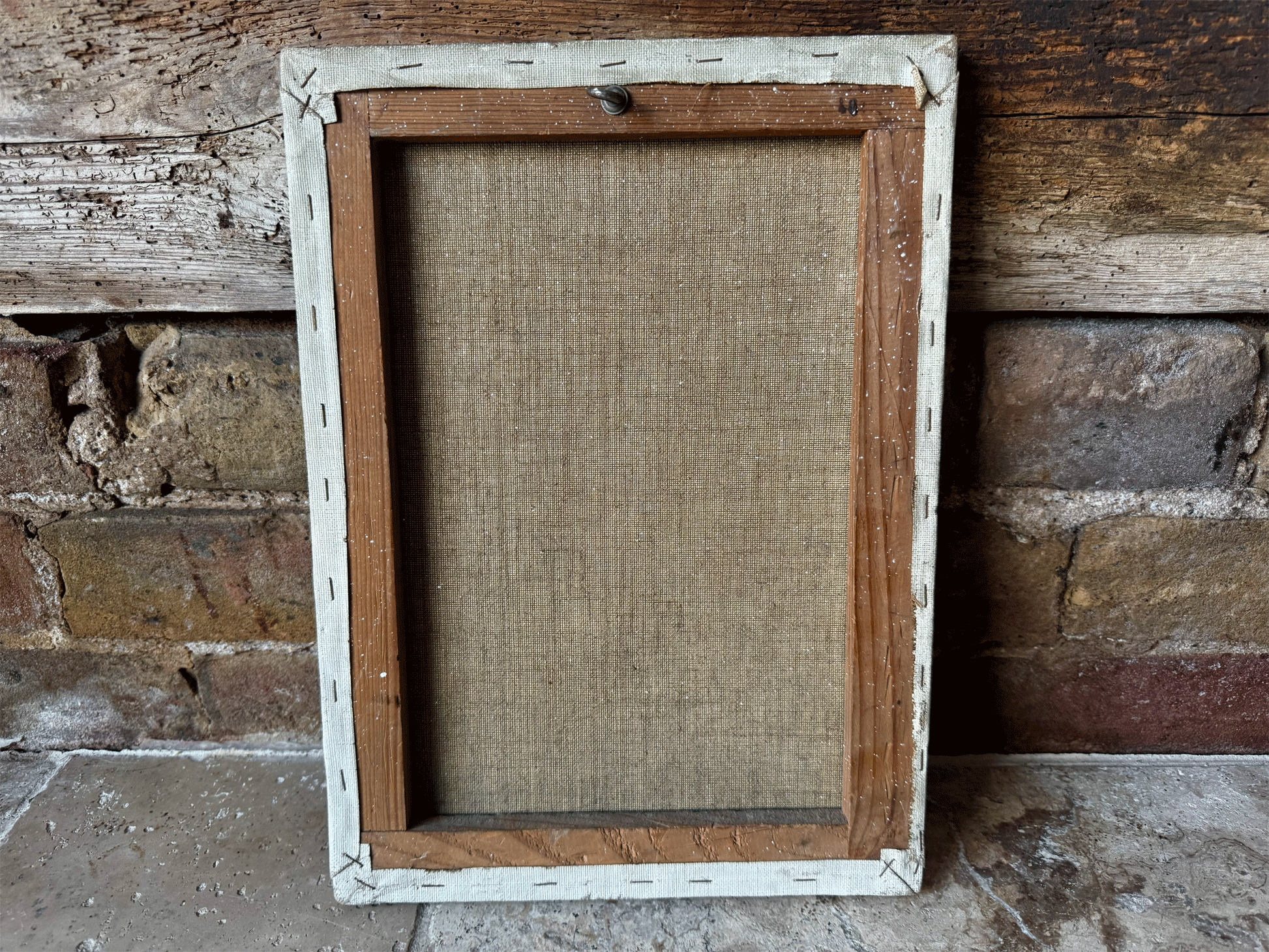 vntage french oil painting canvas signed country landscape river scene setting