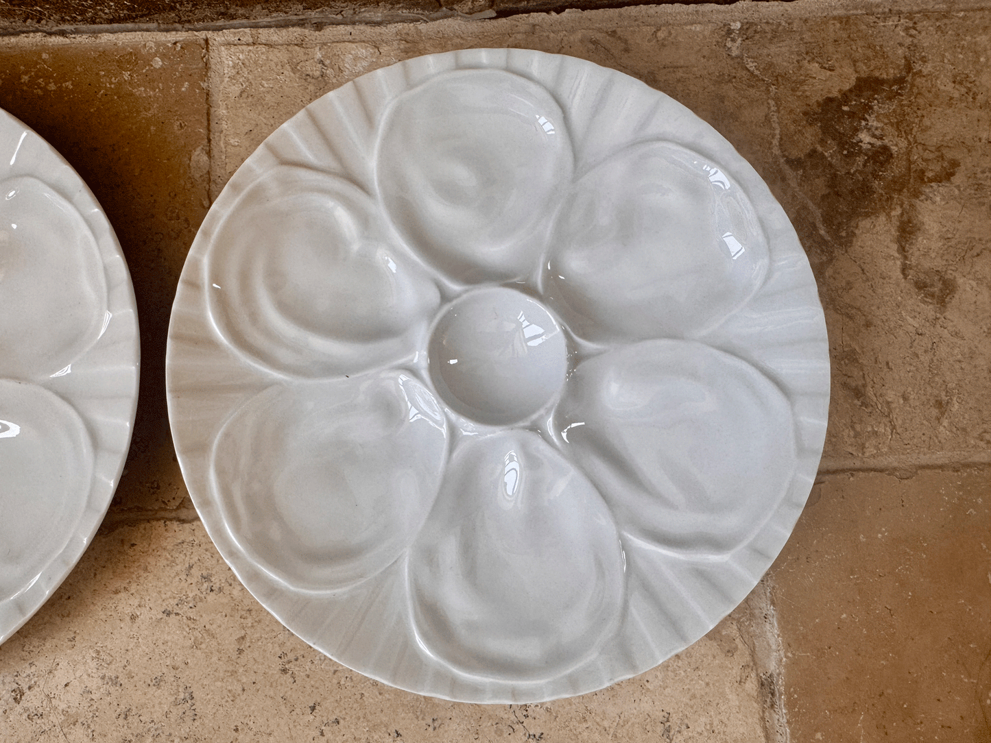 vintage french set two pair pillyvuyt porcelain plain white oyster plates