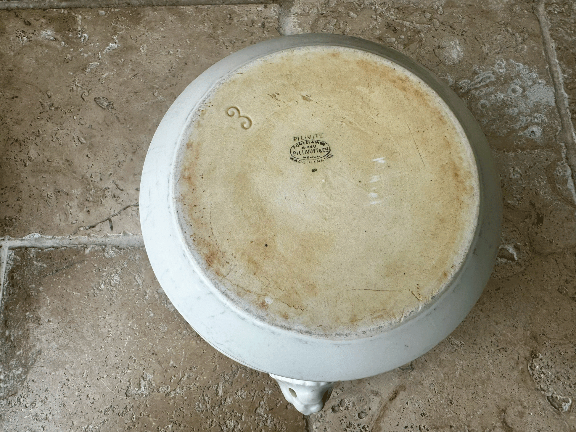 large white ironstone vintage french pillivuyt heavy duty mixing bowl