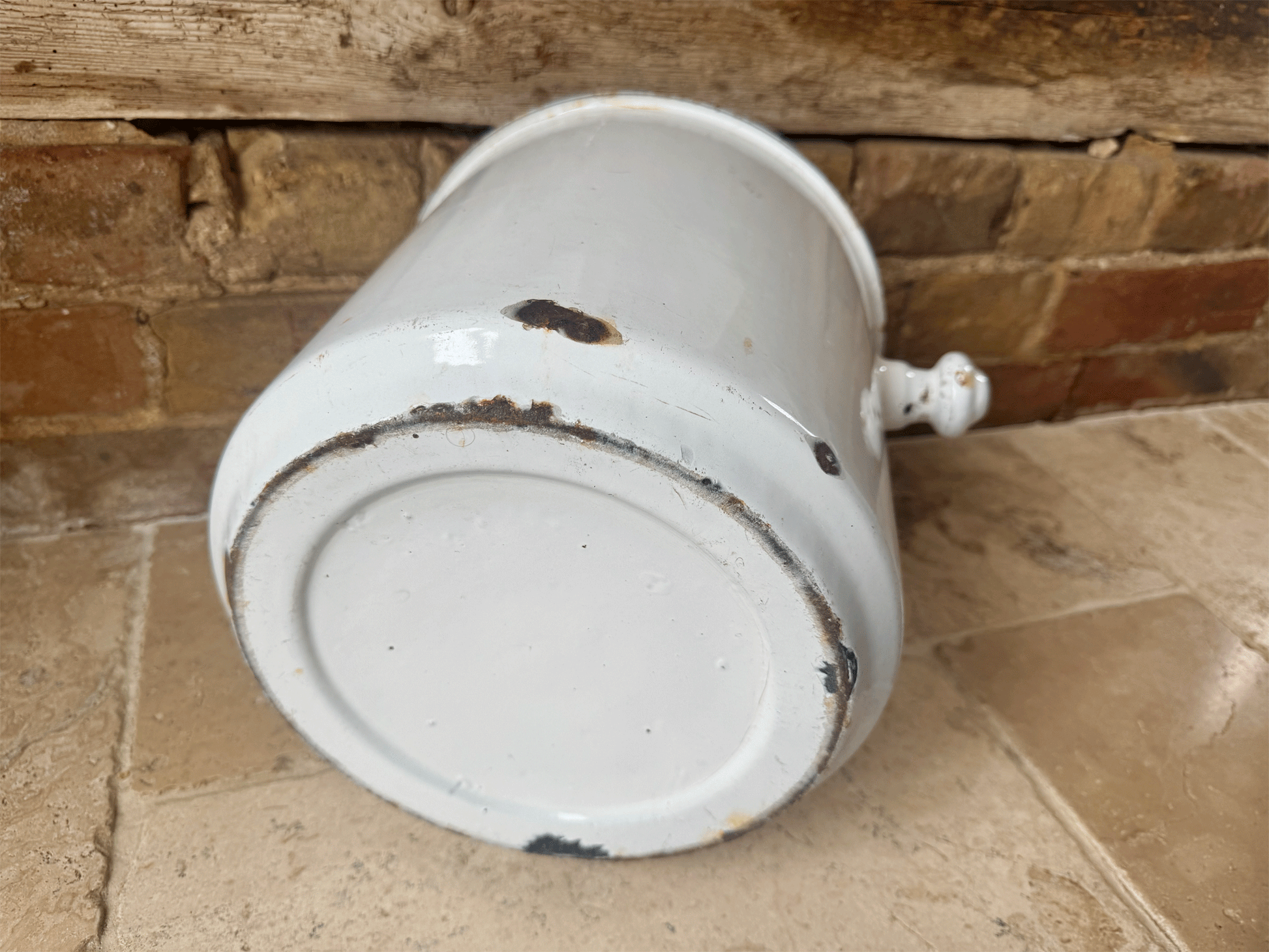 extra large vintage french white enamel bucket vase decorative interior planter