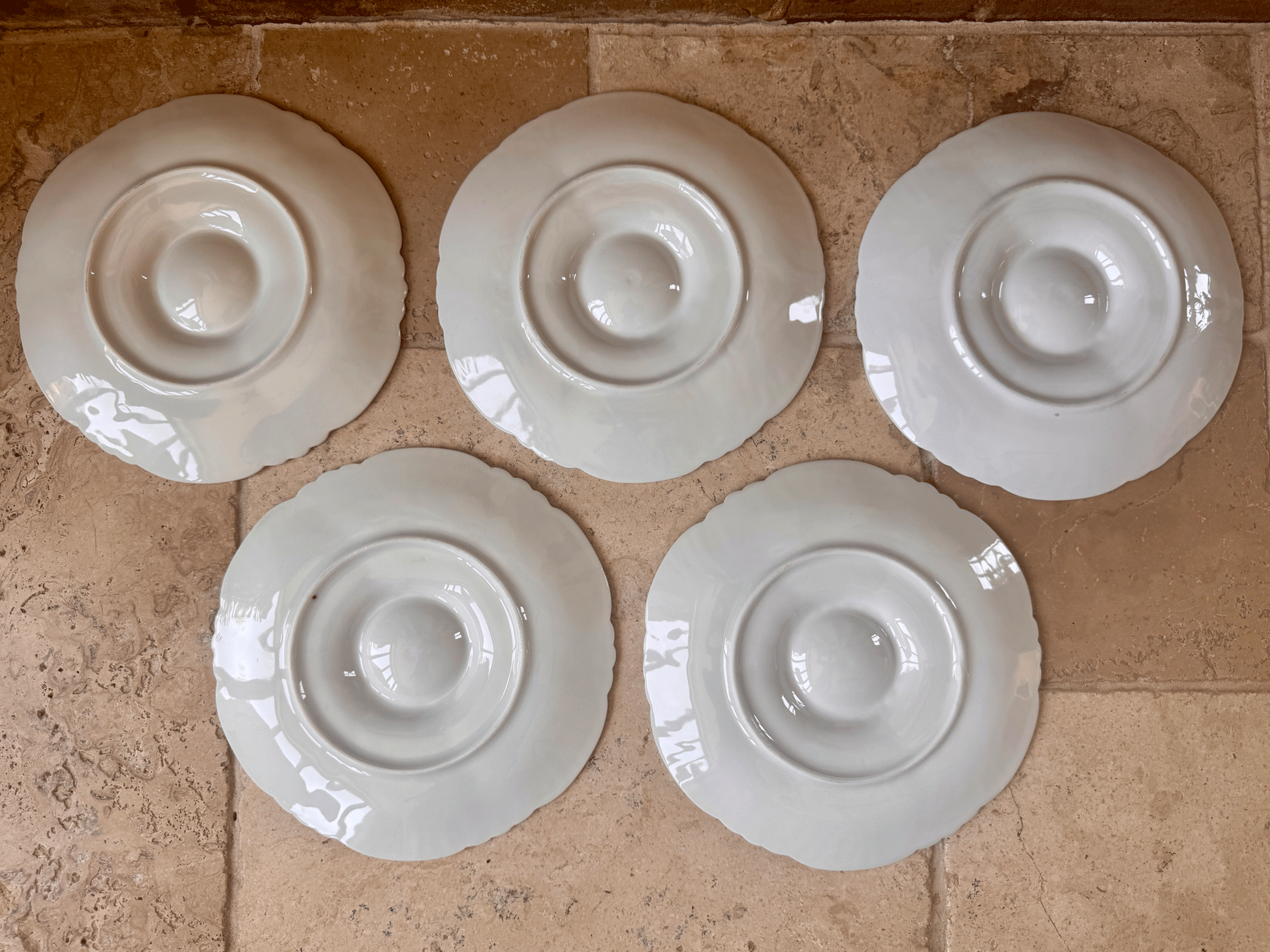 vintage french plain white ironstone oyster  plate