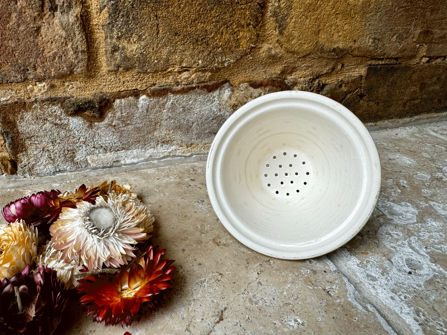 vintage french stoneware white ironstone faisselle cheese strainer drainer mould