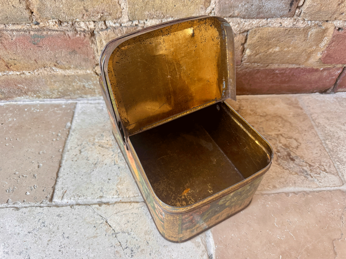decorative antique vintage french biscuit tin picnic box fruit basket rustic decor