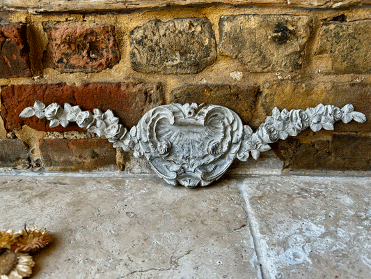 vintage decorative french country style brass whitewashed wall hanging decorative plaque