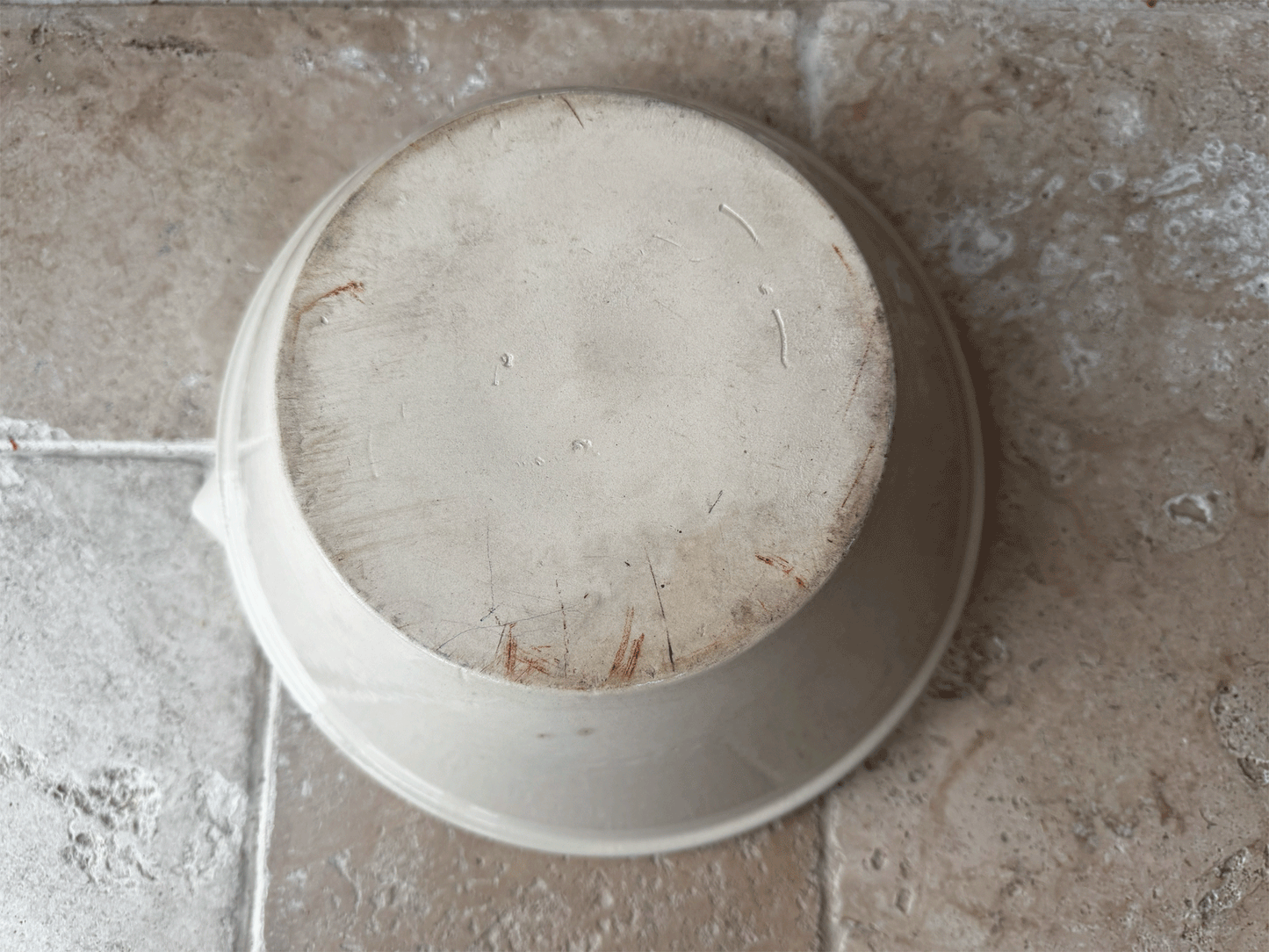 large vintage stoneware french butchers shop advertising promotional spouted mixing bowl charcuterieporc fermier plein air