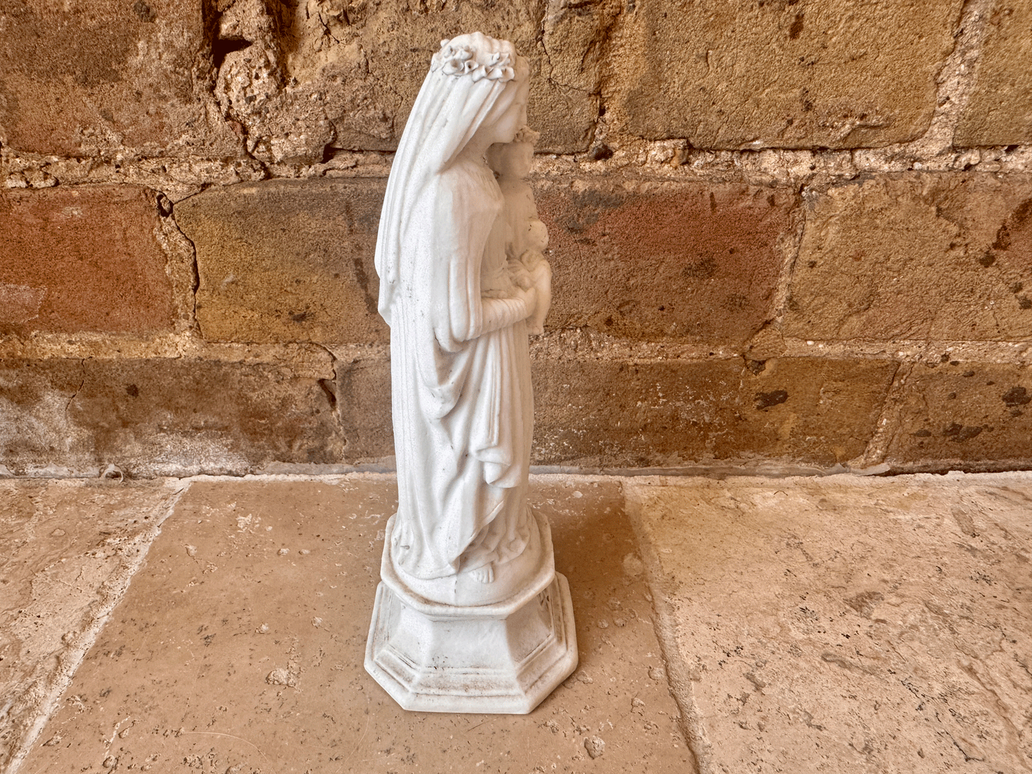 vintage french bisque porcelain statue virgin mary baby jesus religious memento