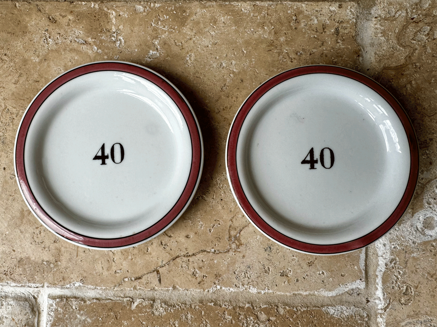 vintage french mehun number 40 ironstone cafe tip price plate dish