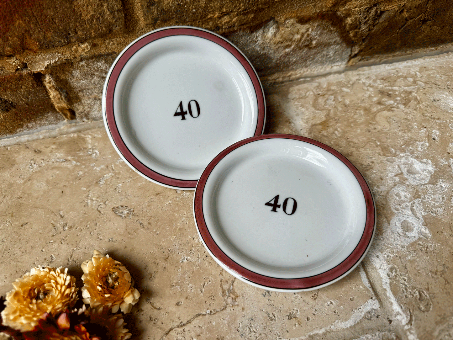 vintage french mehun number 40 ironstone cafe tip price plate dish