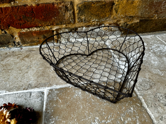 vintage french wirework heart shaped basket trinket