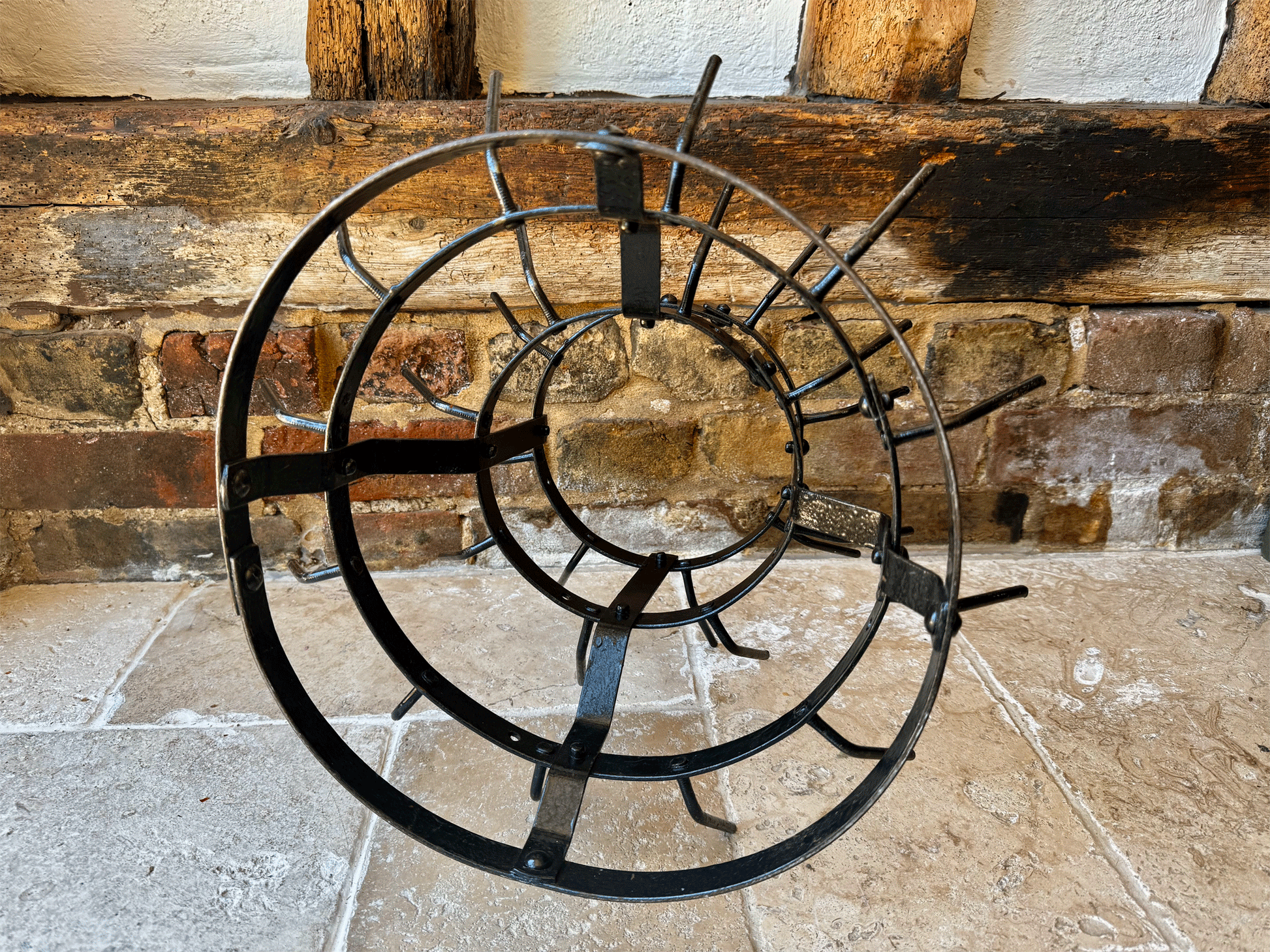 vintage french large cast iron bottle drying rack herisson bouteilles mug holder
