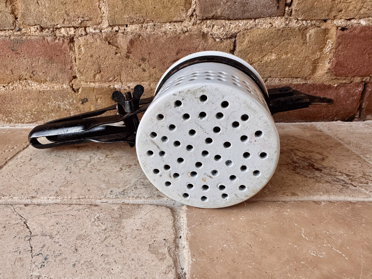 rare antique white ironstone masher ricer press kartofflepresse