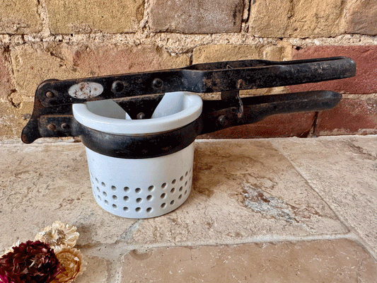 rare antique white ironstone masher ricer press kartofflepresse
