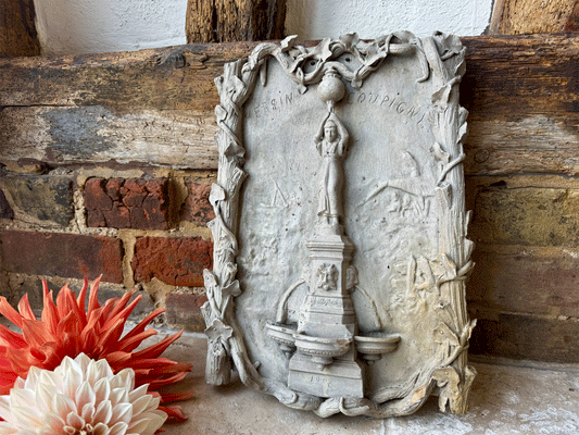 rare antique french town plaque artwork plaster sign hersin coupigny north