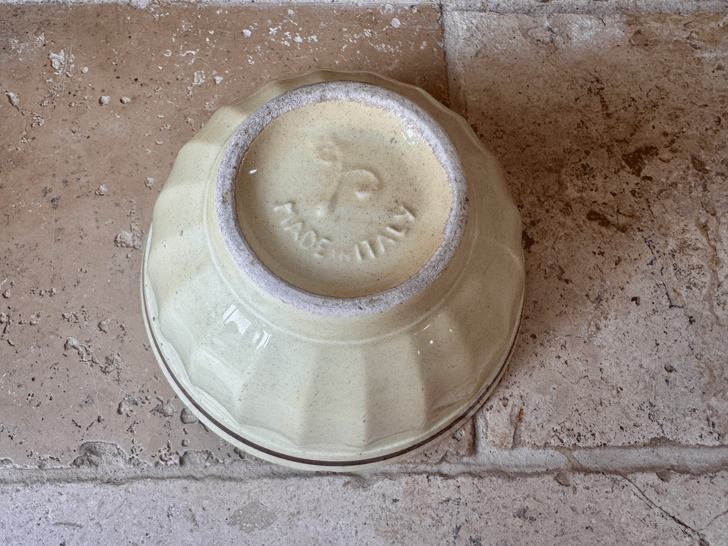 antique italian chippy rugged ribbed cafe au lait coffee bowl