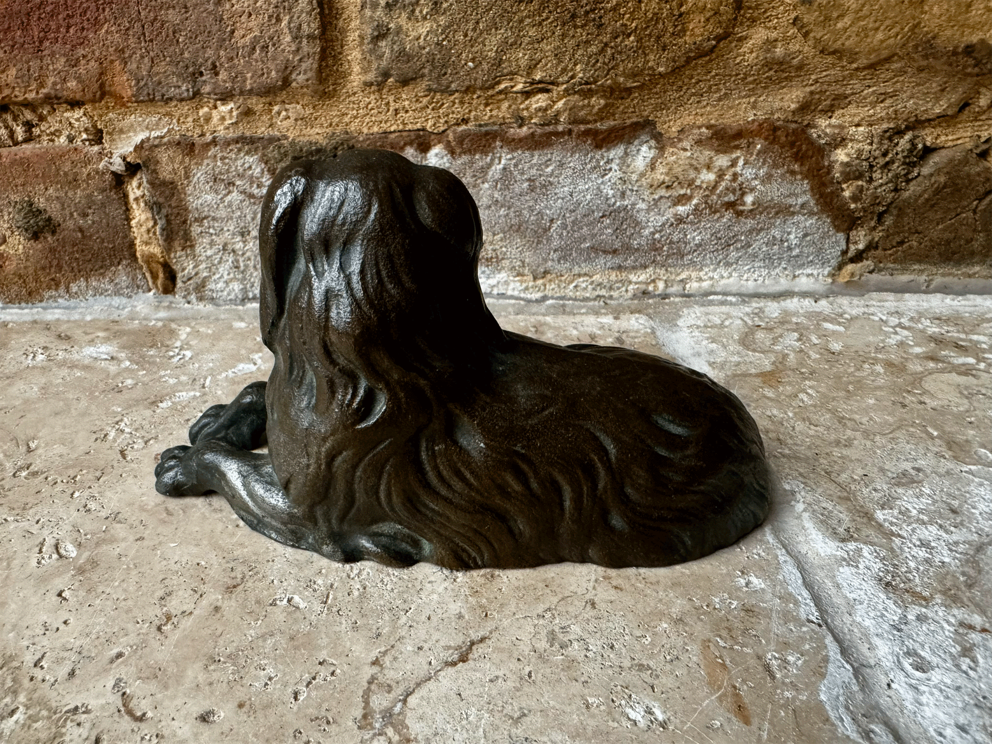 antique vintage french bronze statue dog king charles spaniel