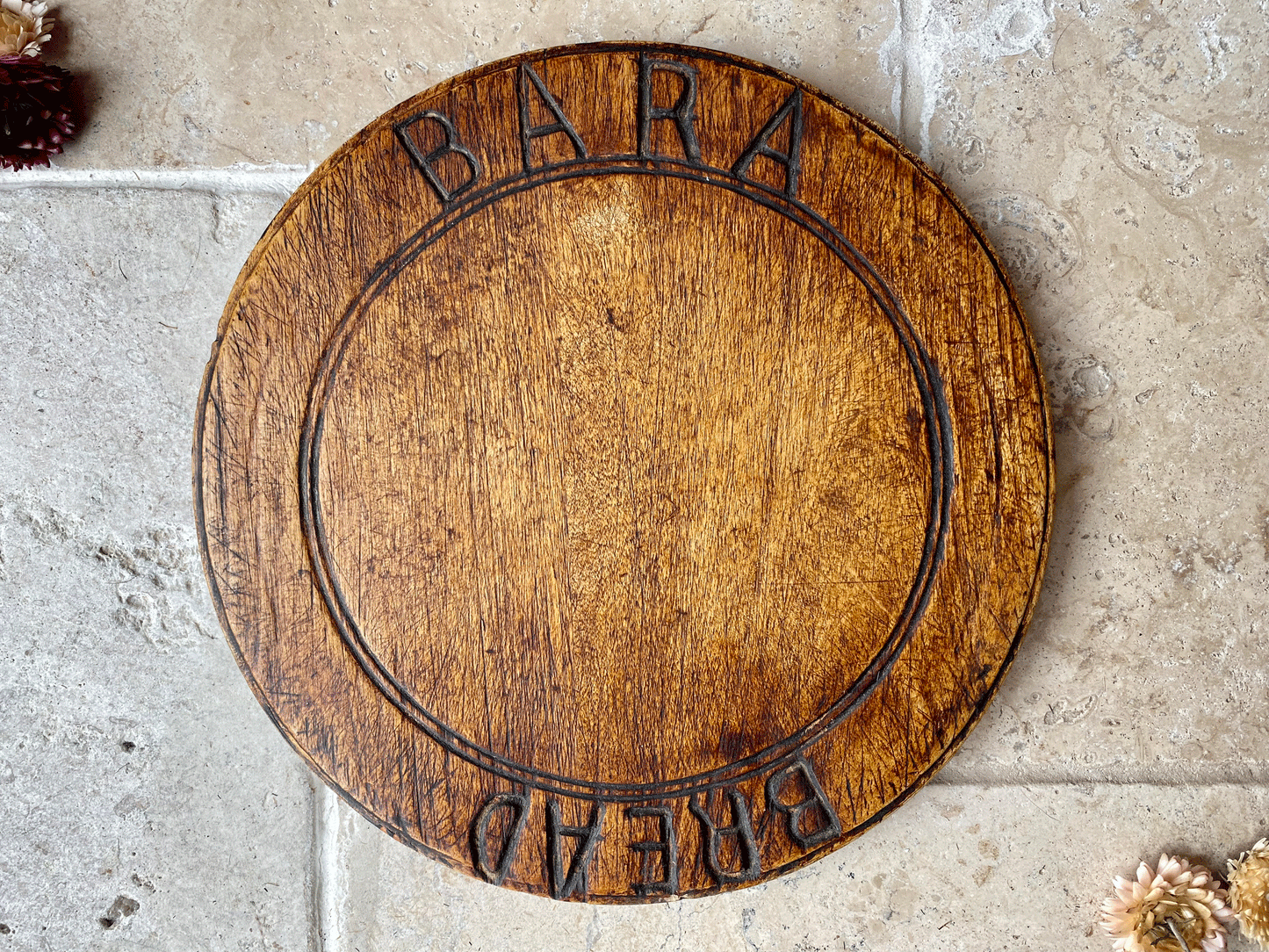 rare antique welsh carved treen wooden bread bara board