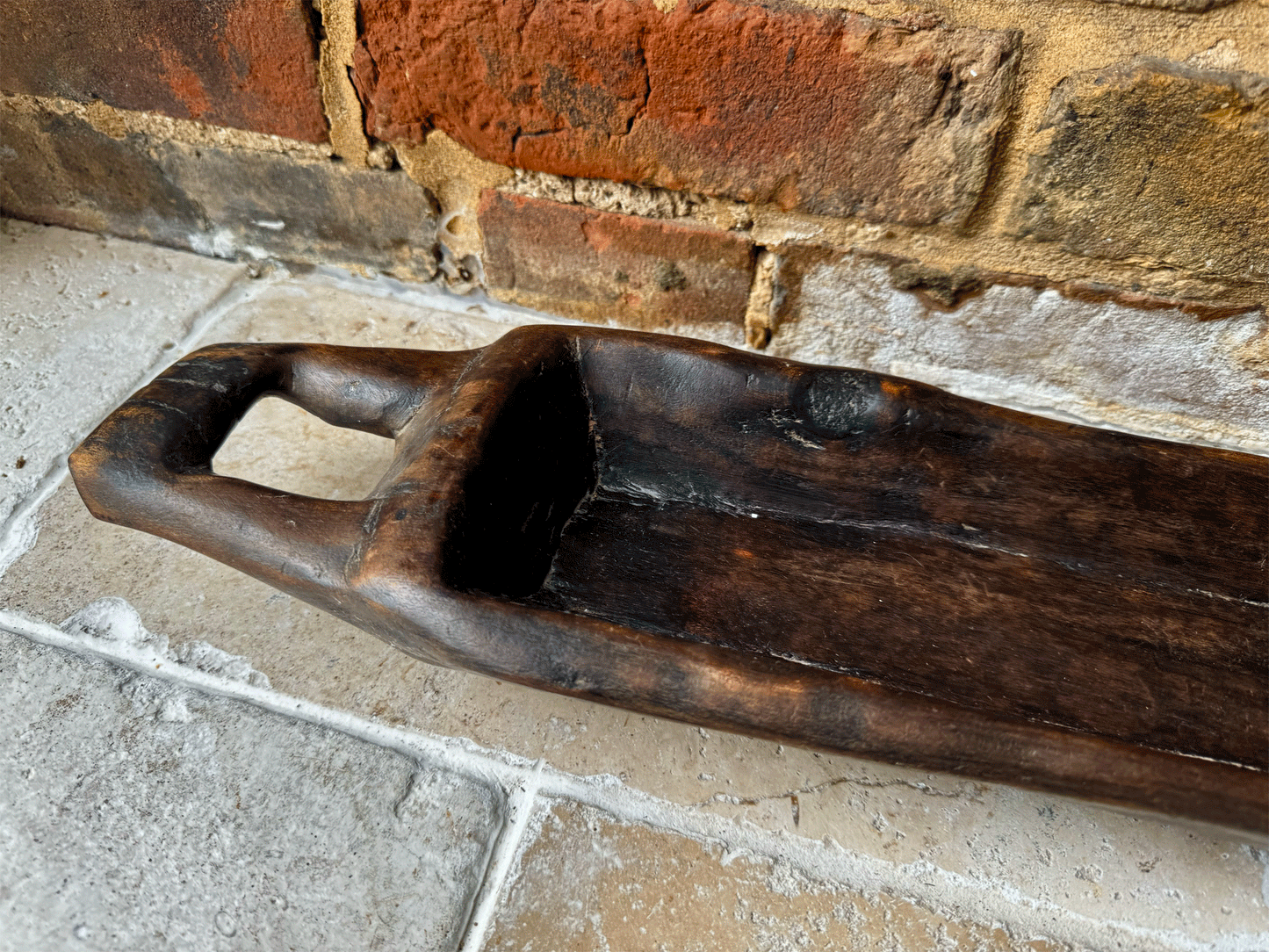 rustic vintage french wooden treen bread platter trough dish