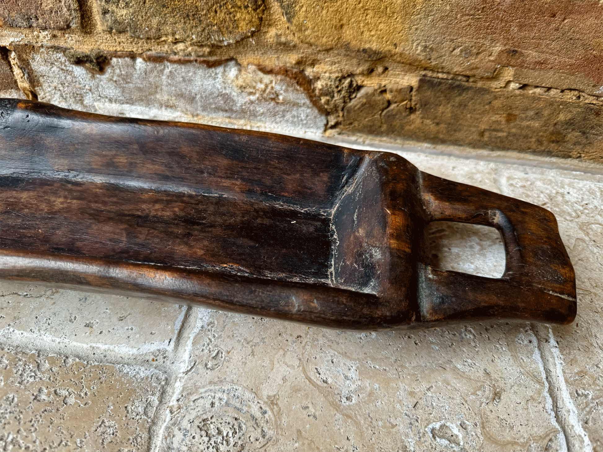 rustic vintage french wooden treen bread platter trough dish