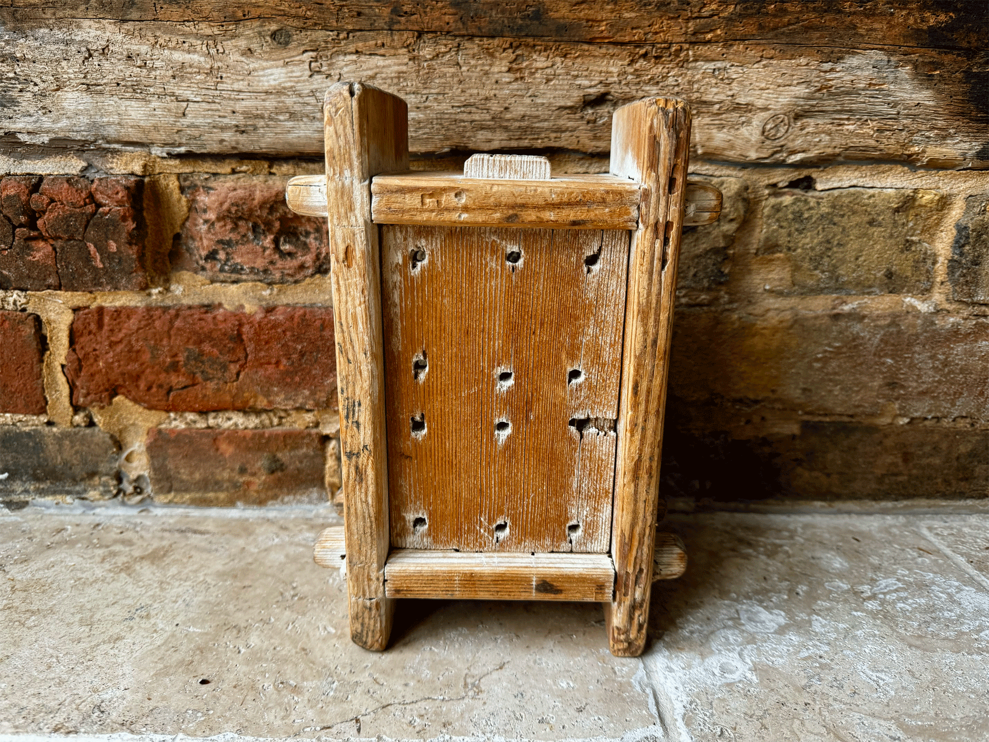 antique swedish 19th century carved wooden treen cheese mould geometric folk art design