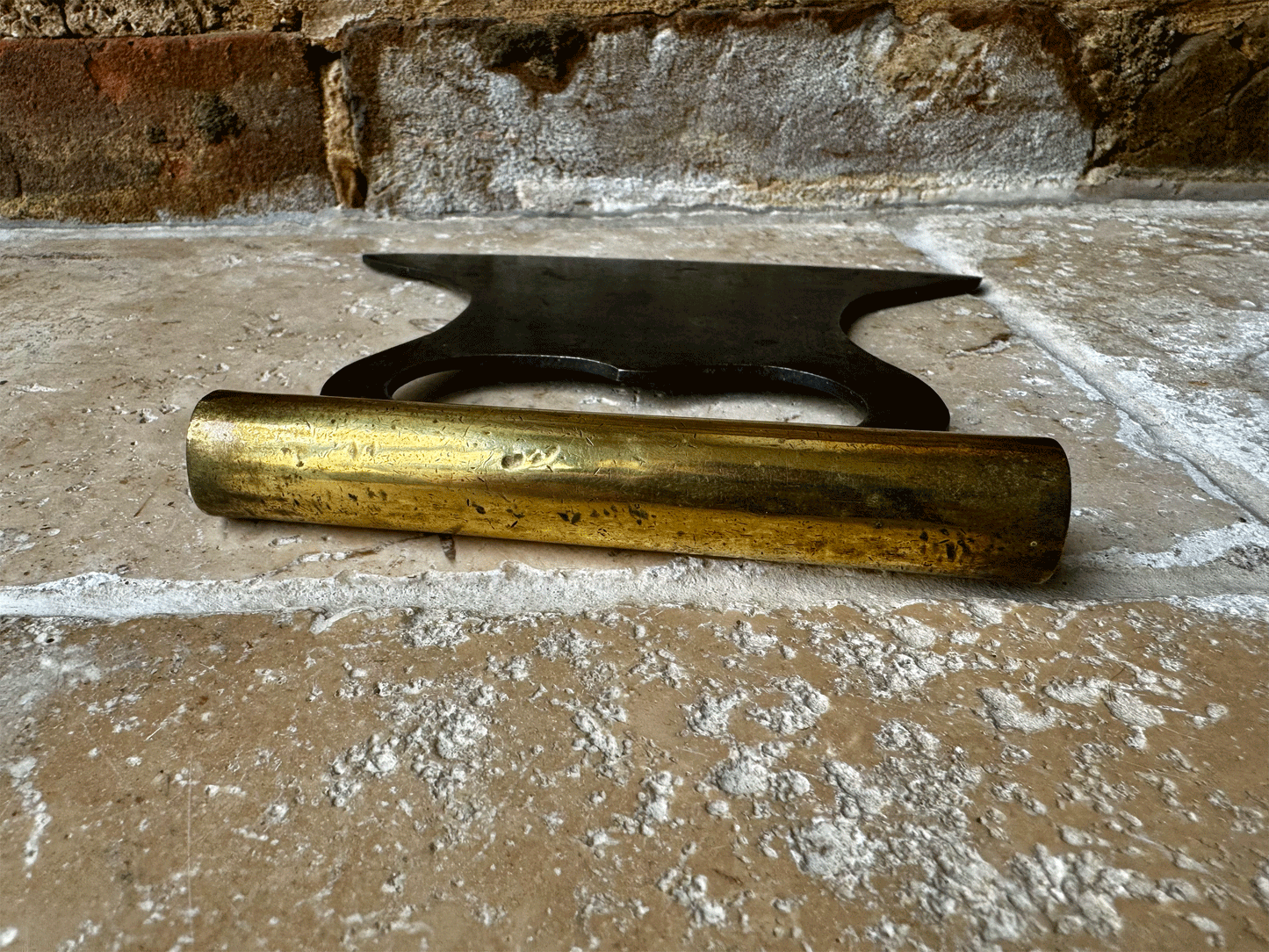 antique victorian brass handled steel herb chopper sugar cleaver