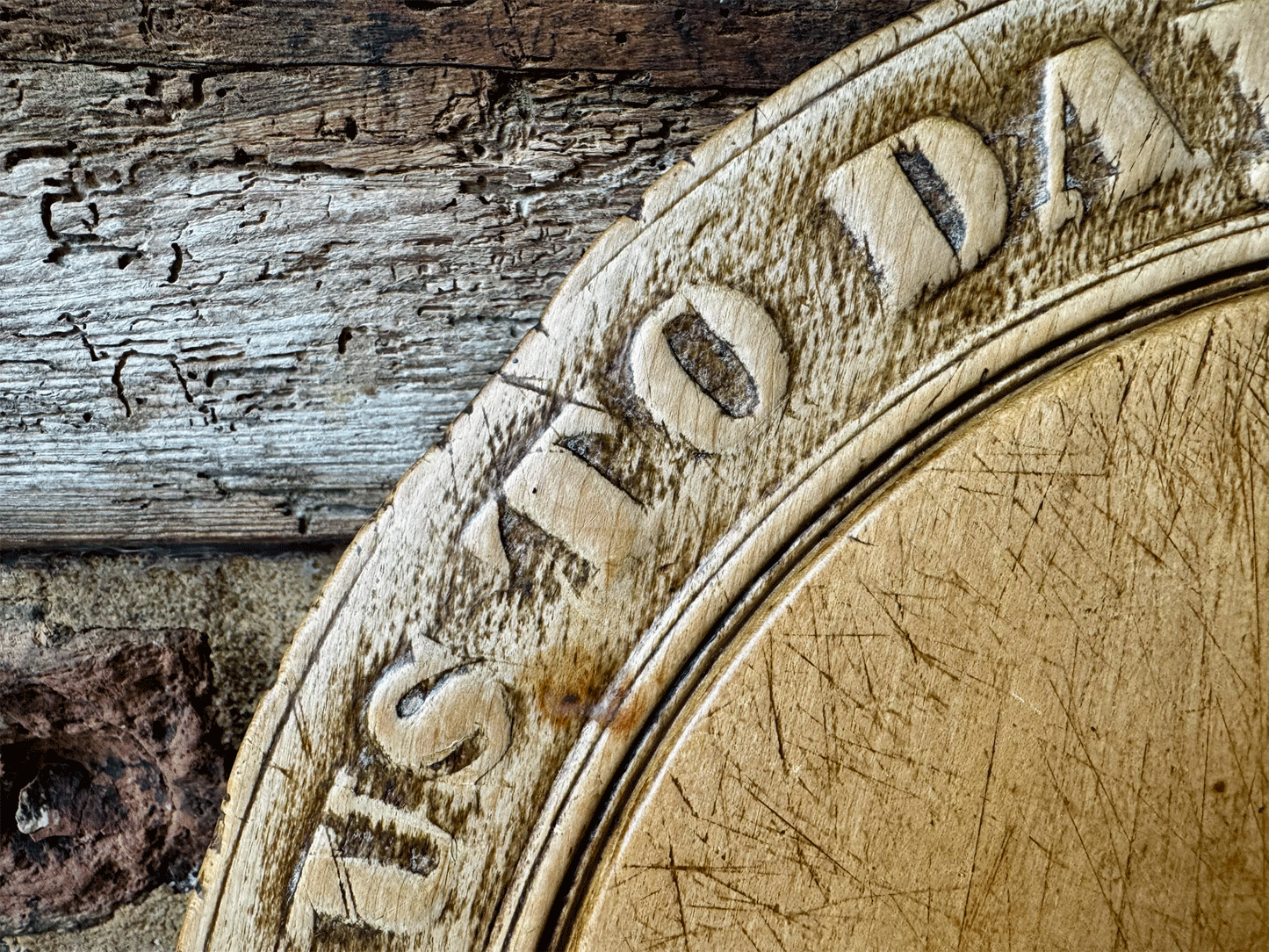 rare antique victorian carved english wooden treen breadboard give us today daily bread motto