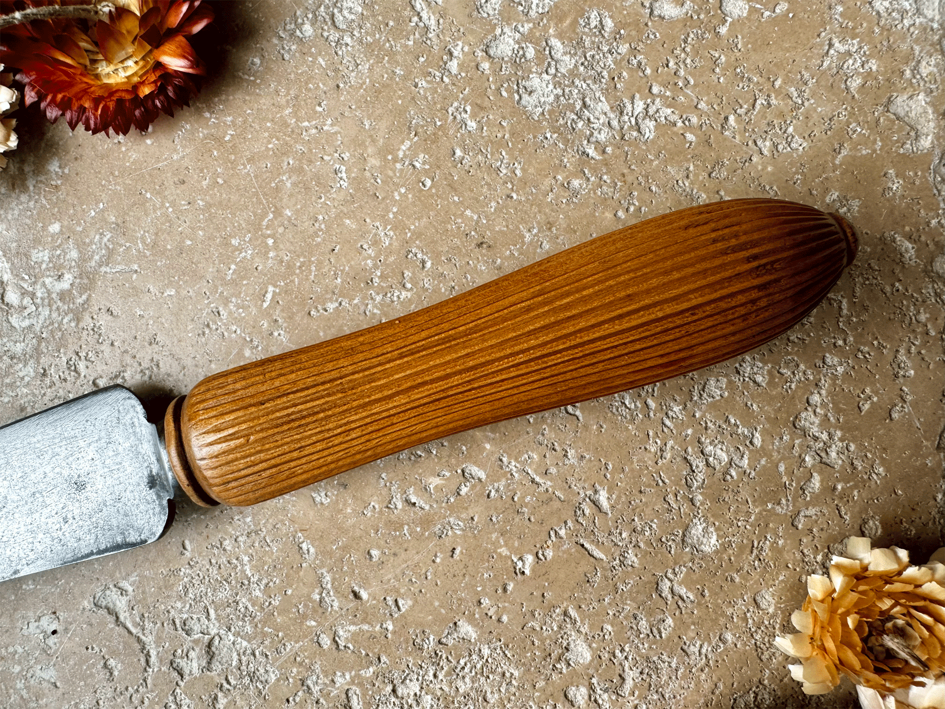 antique english victorian carved treen wooden bread knife wheat