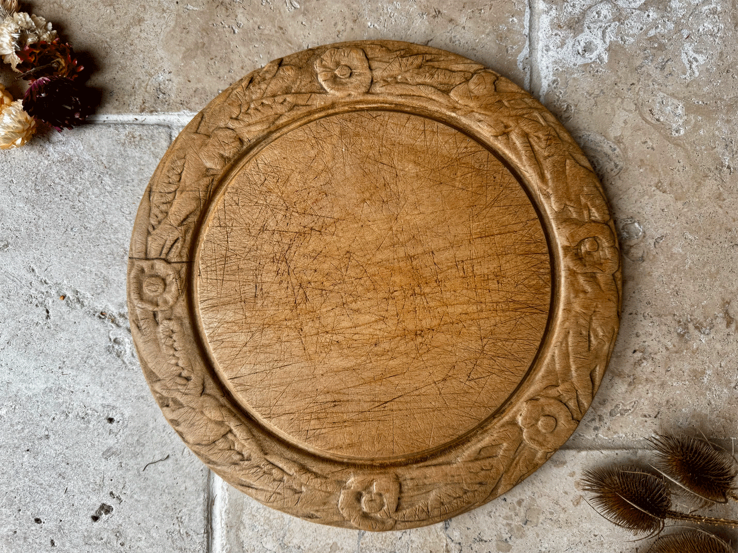 antique victorian carved english treen wooden breadboard rosettes wheat barley