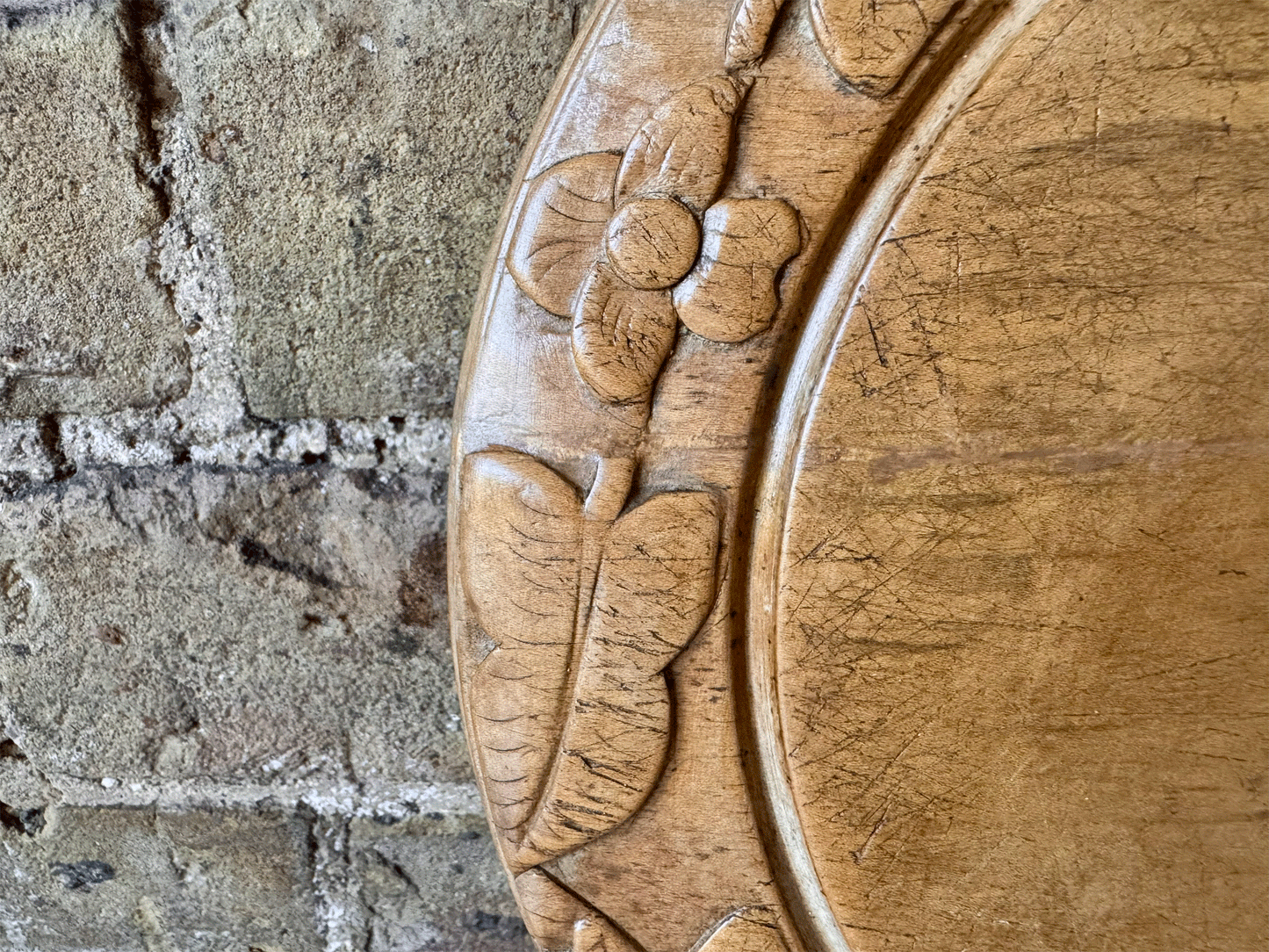 rare antique victorian deeply carved wooden treen breadboard wedding gift ivy leaved rosettes wheat ears