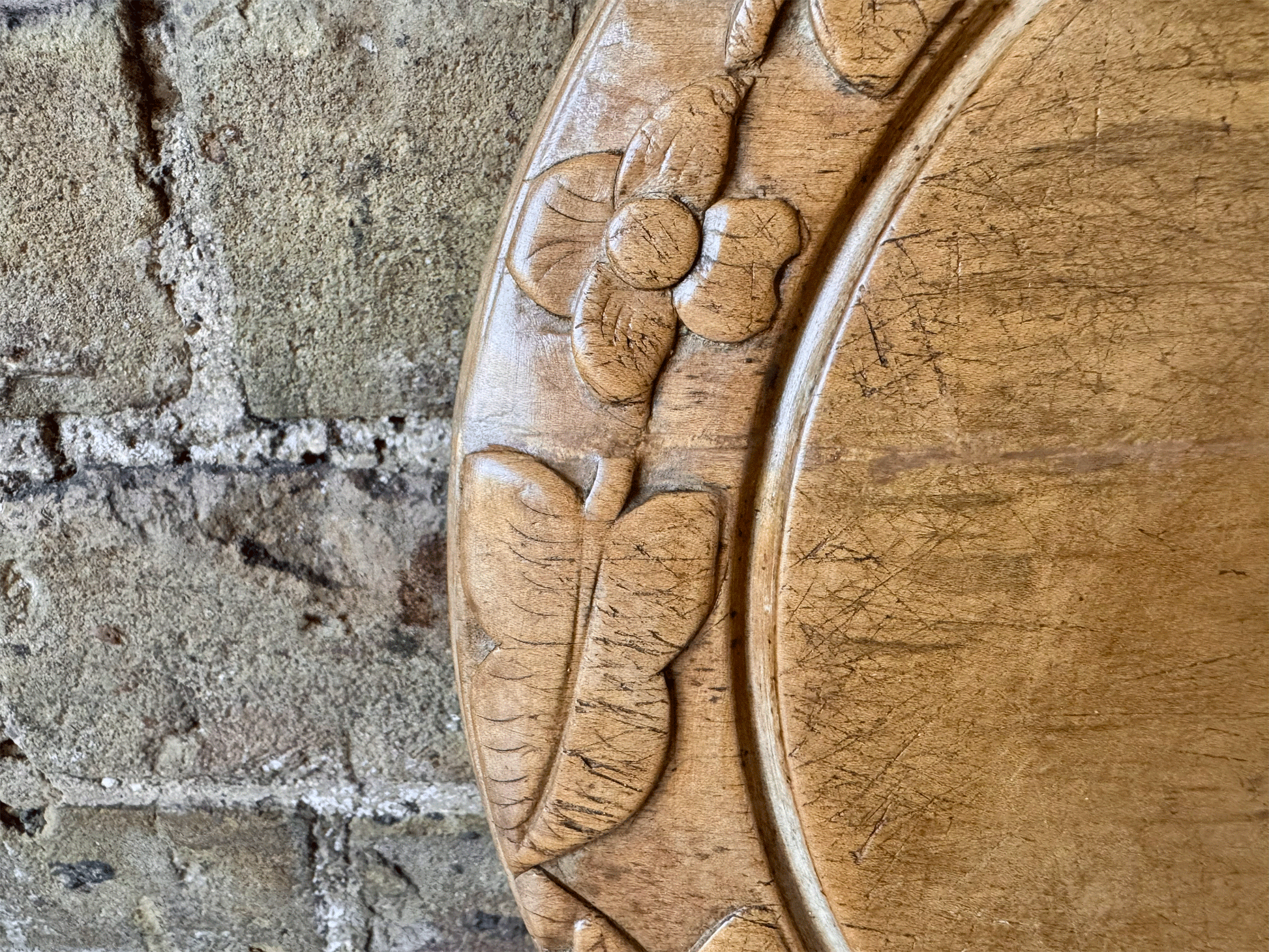 rare antique victorian deeply carved wooden treen breadboard wedding gift ivy leaved rosettes wheat ears