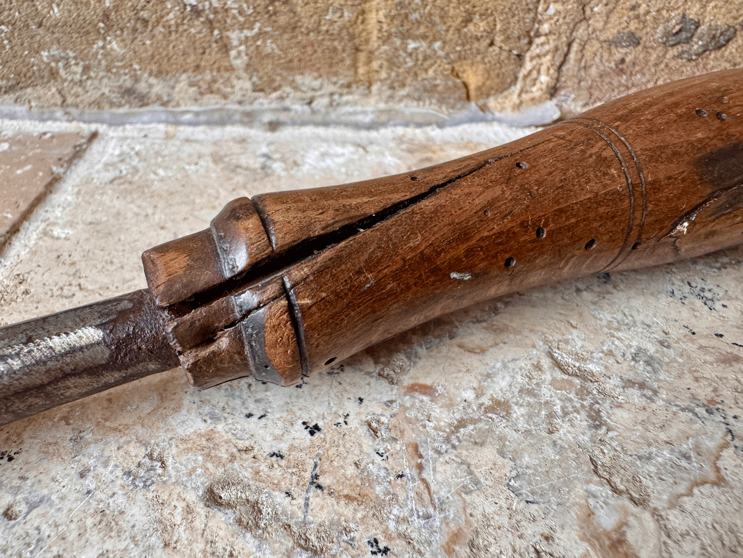 antique victorian steel blade game sugar cleaver herb chopper turned handle 19th century
