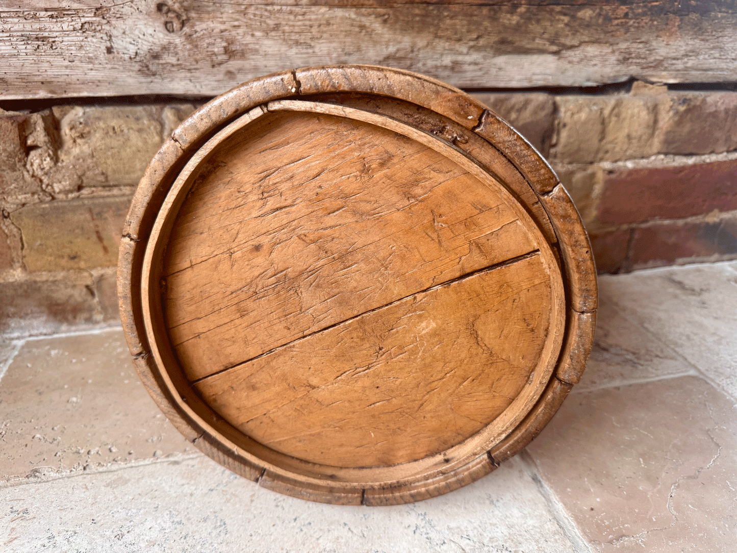 antique victorian bentwood rustic kitchenalia storage tub barrel flour grains