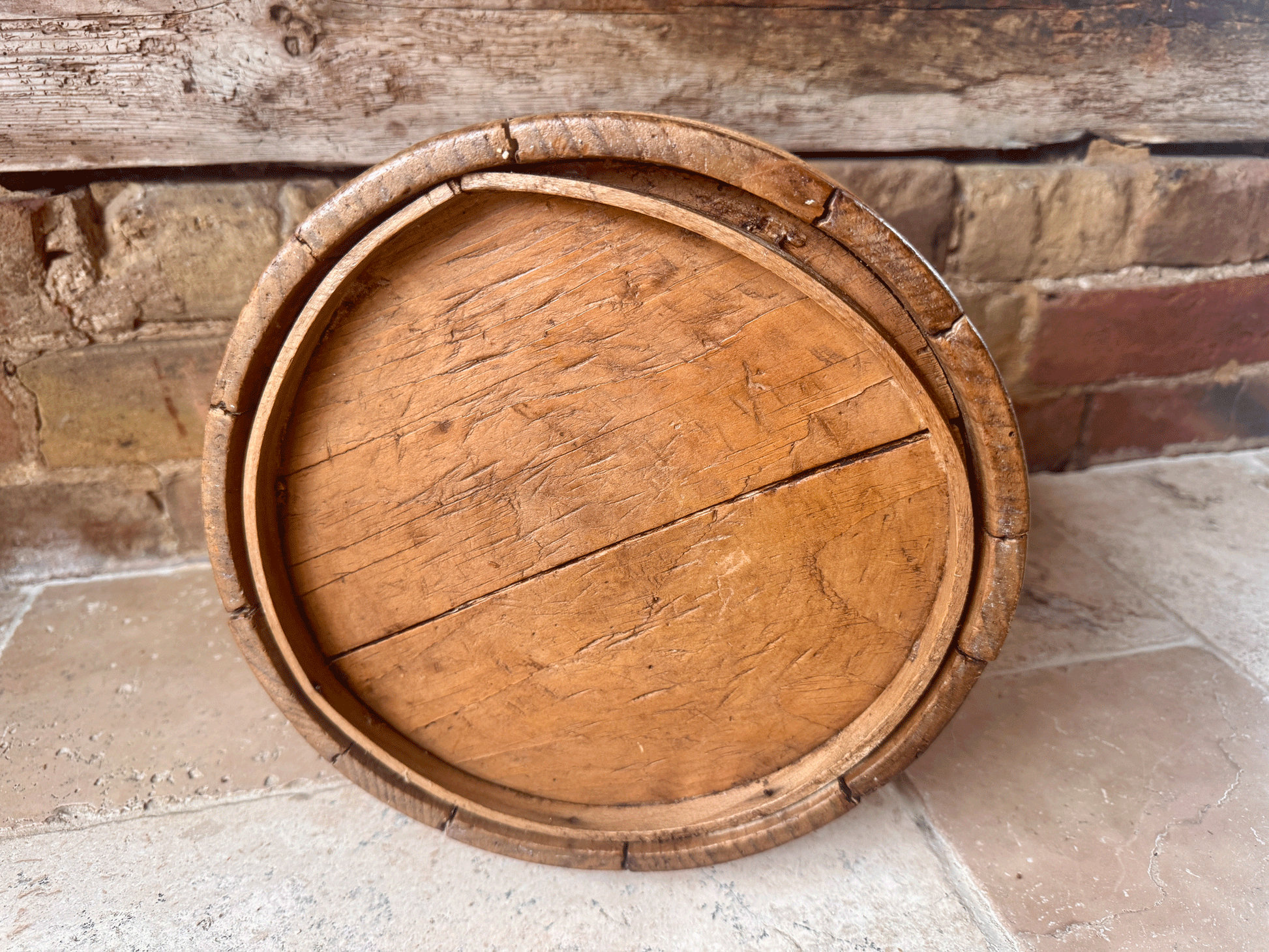 antique victorian bentwood rustic kitchenalia storage tub barrel flour grains