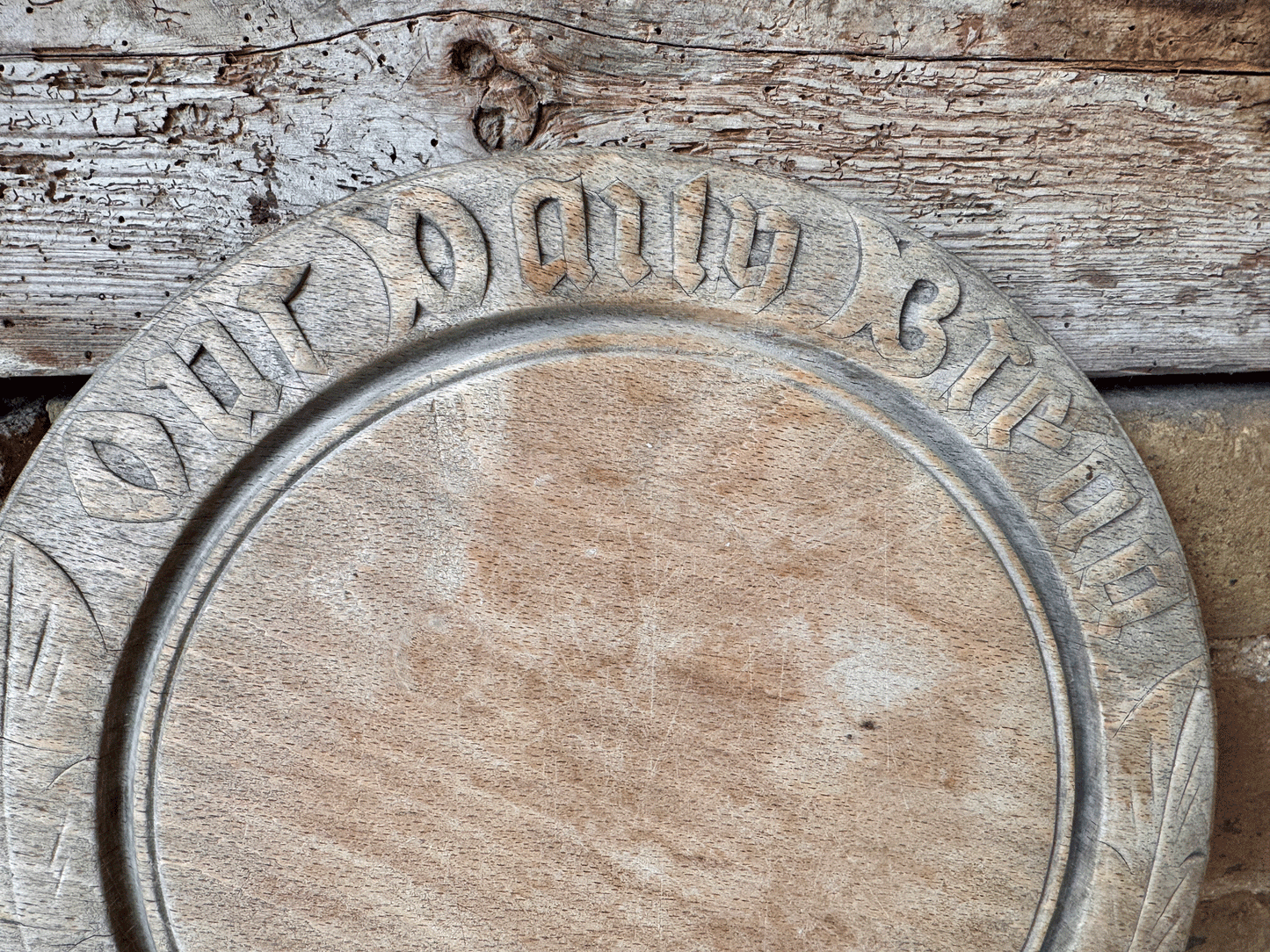 antique victorian carved english wooden treen breadboard our daily bread motto
