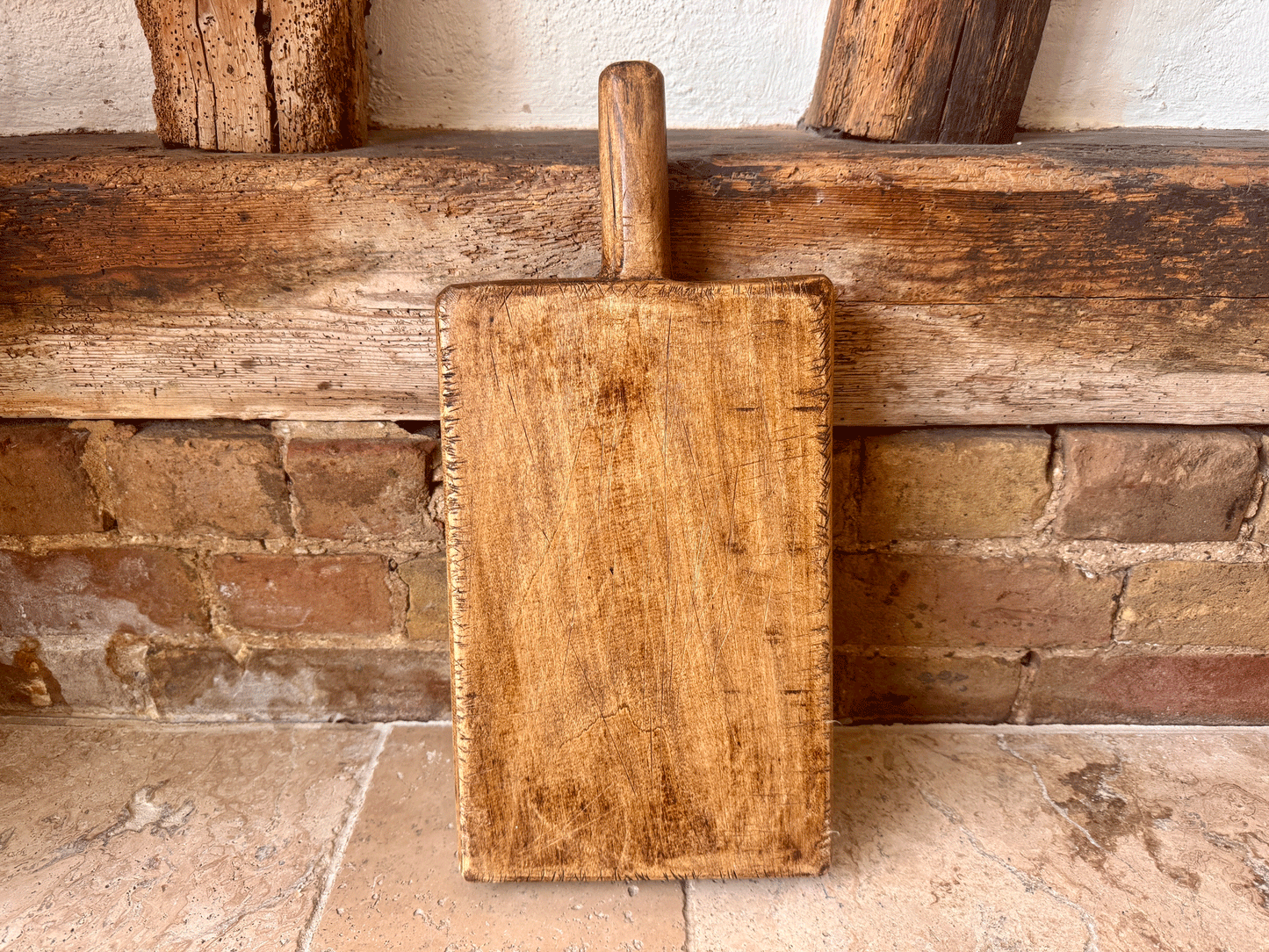 large antique victorian wooden treen chopping butchers block board