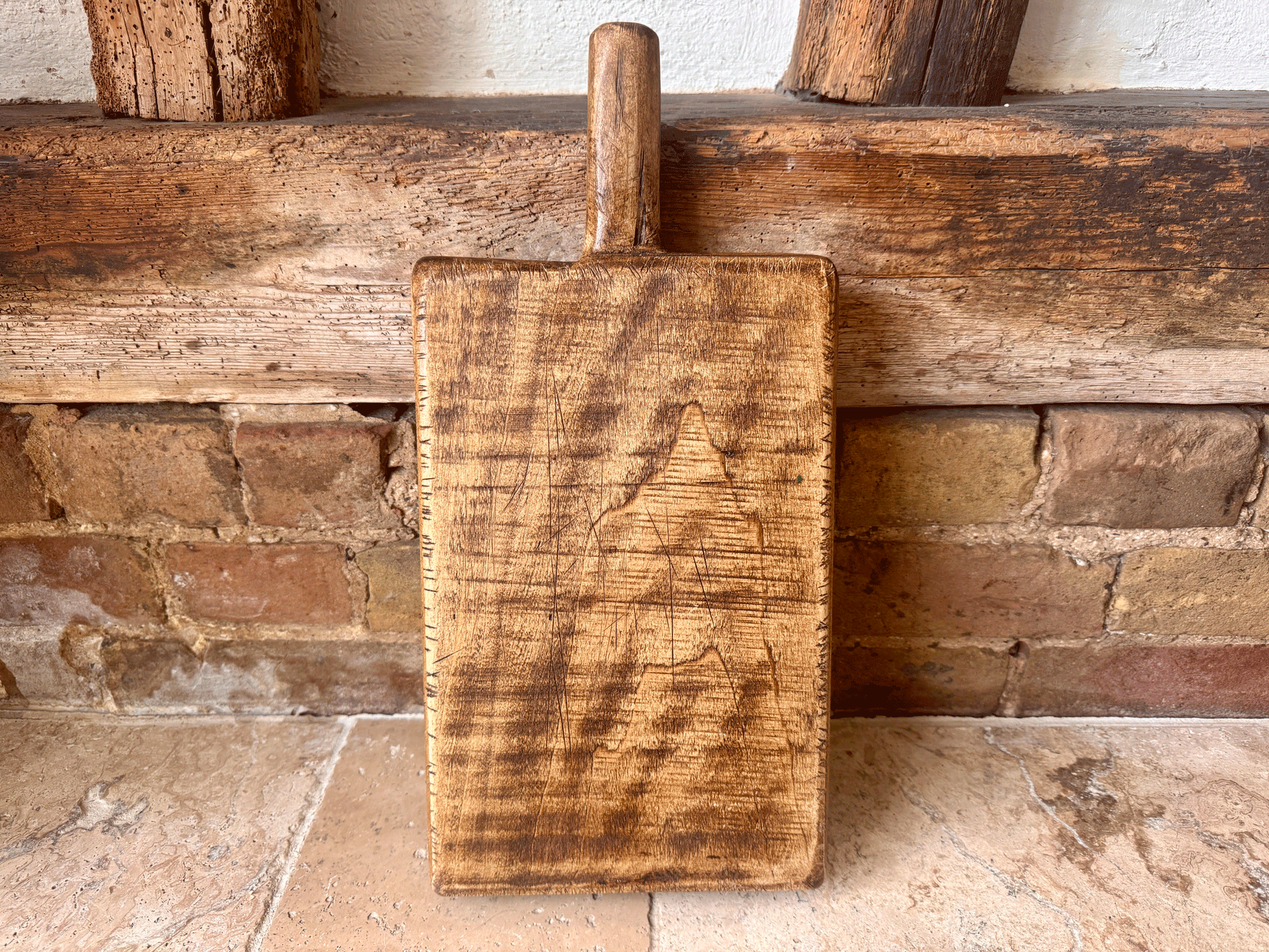 large antique victorian wooden treen chopping butchers block board