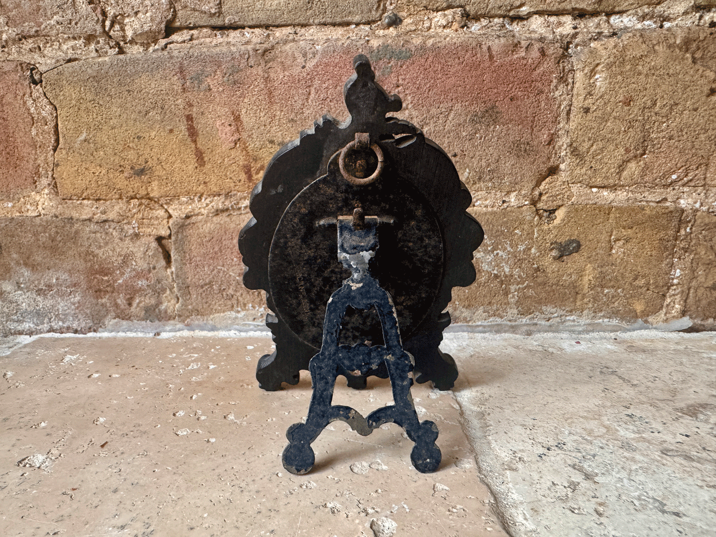 antique victorian black ebony small photo frame carved details scrollwork garlands cornucopia garlands