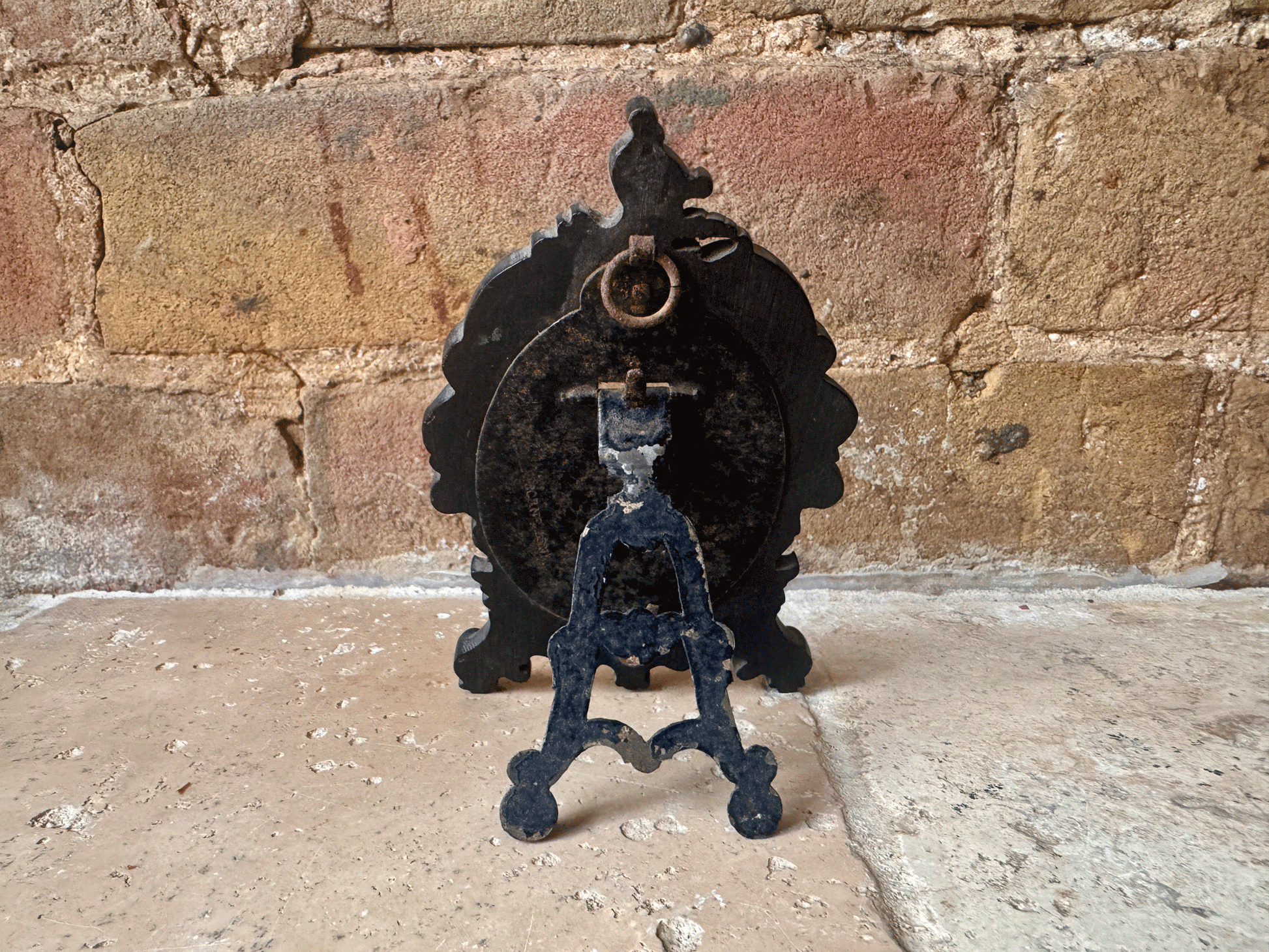 antique victorian black ebony small photo frame carved details scrollwork garlands cornucopia garlands