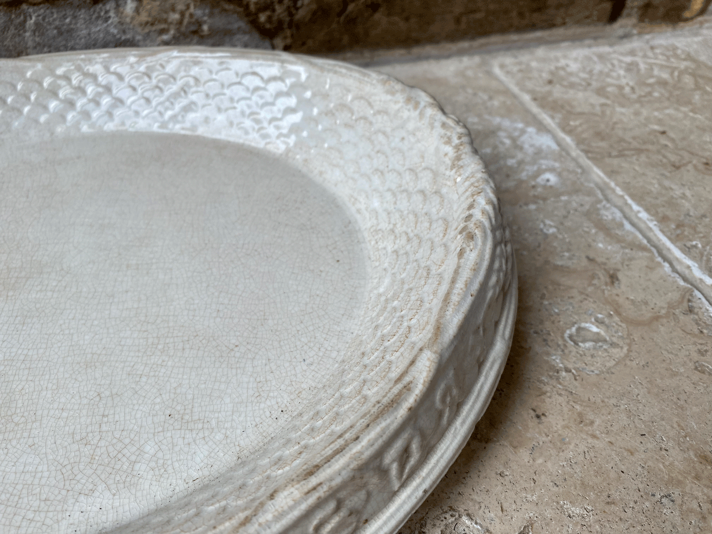 antique victorian white ironstone bread plate platter give us this day our daily bread