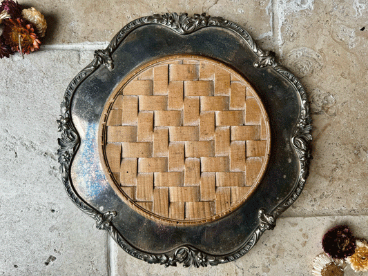 Rare Antique Victorian Carved Basket Weave Breadboard