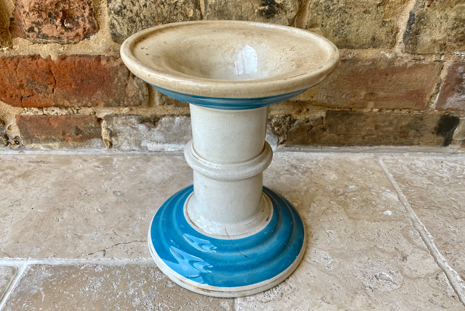 rare antique victorian blue white ironstone ham stand