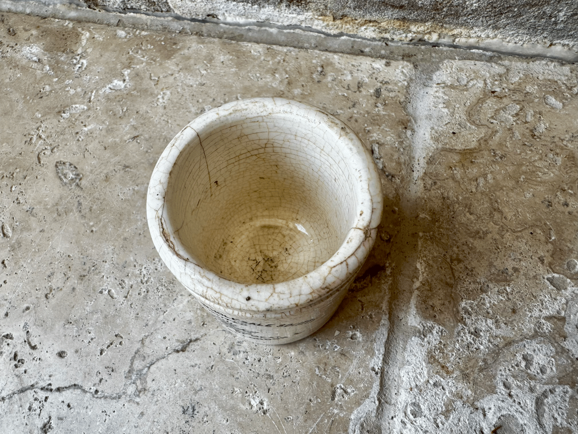 rare antique white ironstone victorian english advertising pot cooperative wholesale society extract meat labor wait pictoral trademark