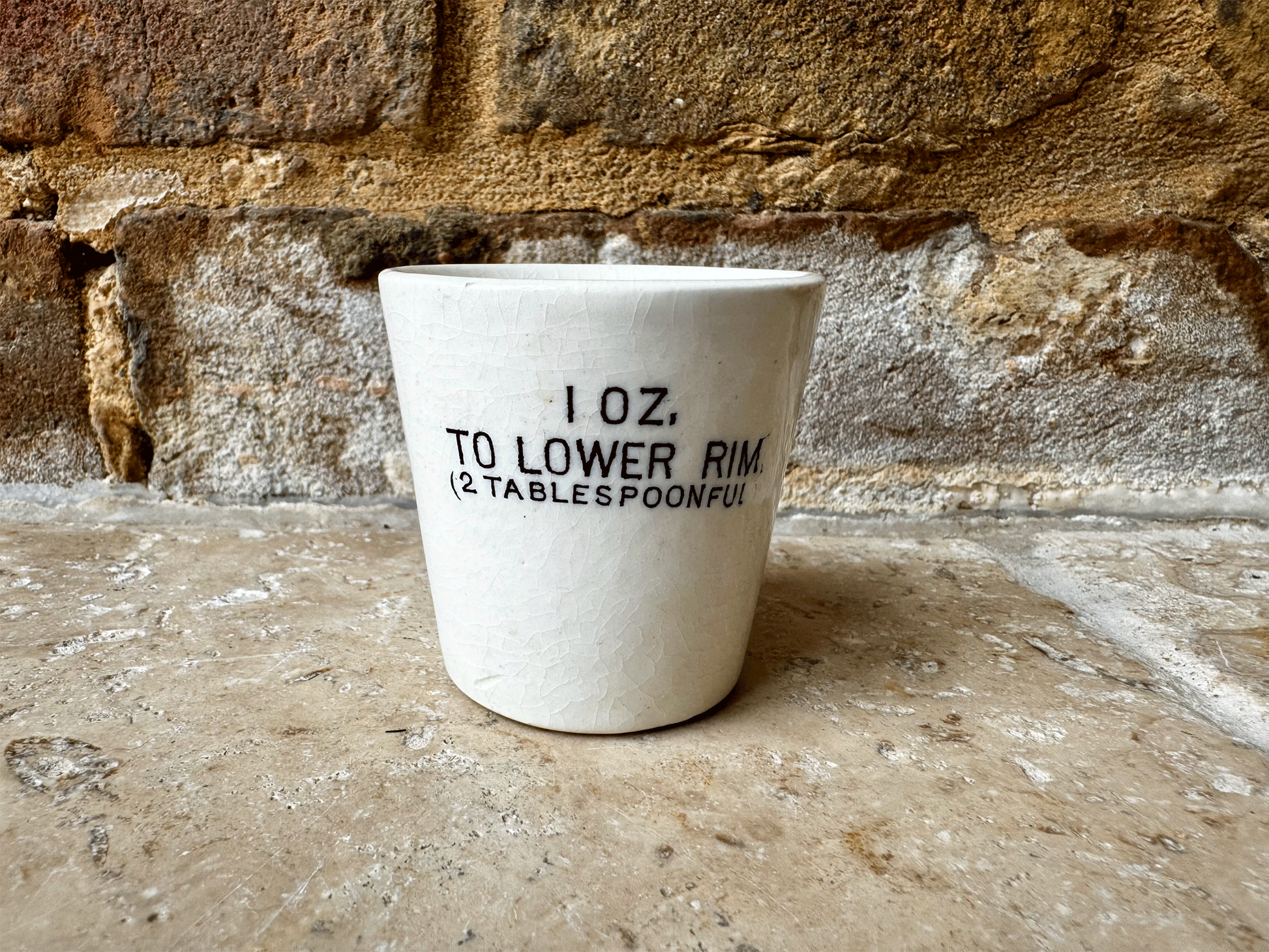 antique edwardian victorian two tablespoon white ironstone measuring cup mug beaker