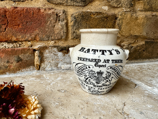 rare antique victorian white ironstone english advertising pot battys mustard finsbury pavement