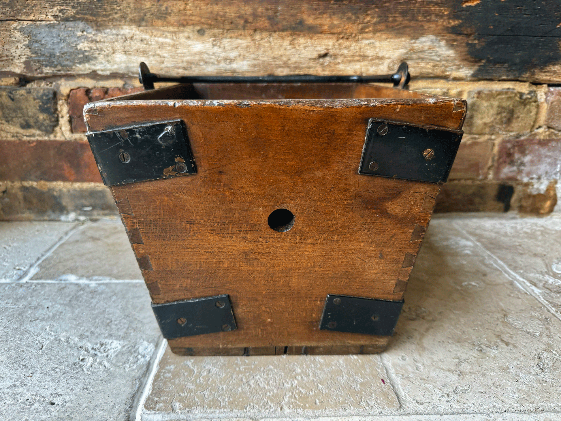 vintage english treen wooden housemaid tidy box crate organiser cleaning